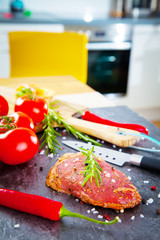 Steak vorbereitung in der küche