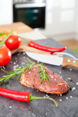 Steak vorbereitung in der küche