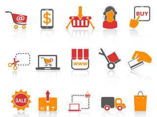 shopping online icons orange series