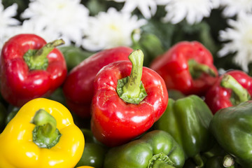 Fototapeta na wymiar red green yellow bell sweet pepper