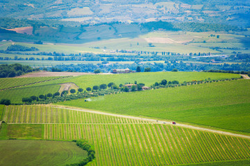 High view on Tuscany landscape, Italy