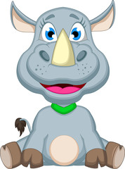 cute rhino cartoon sitting