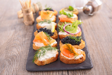 canape, assortment of toast