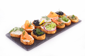 canape, assortment of toast