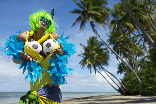 Sexy Brazilian Soccer Fan on Beach
