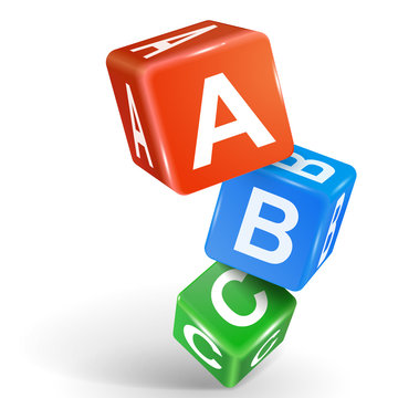3d dice illustration with word ABC