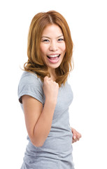 Fototapeta premium Asian woman cheer up