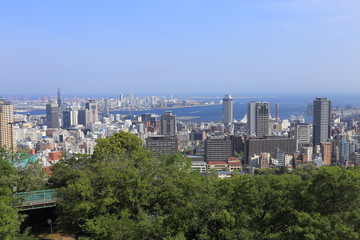 Fototapeta na wymiar Kobe city view from venus bridge in Japan