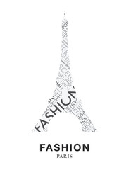 Eiffel tower paris fashion word cloud vector silhouette