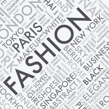 Fashion word tag cloud typography texture background vector