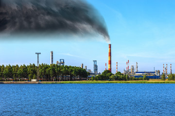 Industrial zone - Air pollution at a chemical factory.