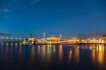 Fototapeta na wymiar Stavanger marina at night, Norway.