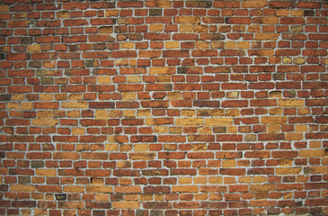Red standard brick wall (background, wallpaper, bricks)