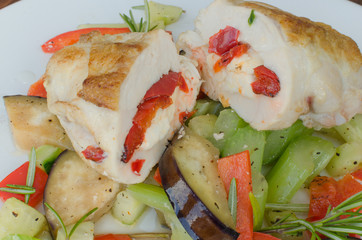 Grilled chicken breast with feta cheese