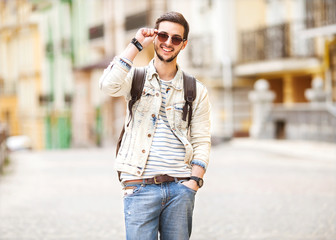 Fototapeta premium Portrait of attractive man with casual clothes