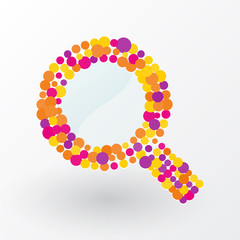 Magnifying glass composed of colored dots