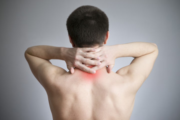Obraz premium Pain in a neck of the man