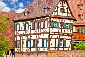 Traditionelles Fachwerkhaus im fränkischen Bamberg