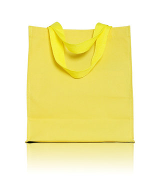 yellow canvas shopping bag on white background