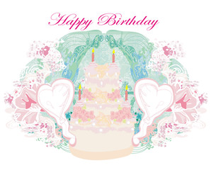 Happy Birthday - abstract floral greeting card