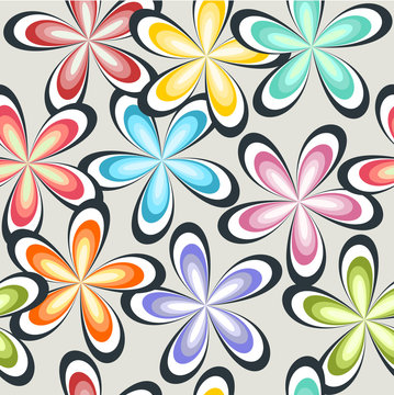 Cute colorful spring flower pattern seamless background