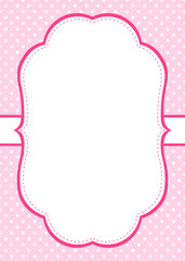 Pink polka dot invitation template with frame for your text © TheCreativeMill