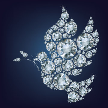 Peace dove with olive branch  made from diamonds
