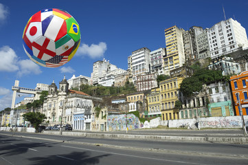 International Football Soccer Ball Salvador Bahia Brazil Skyline