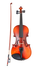 Fototapeta na wymiar classical wooden violin with french bow