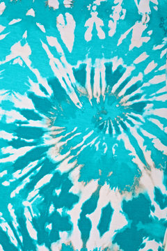 Turquoise Blue And White Tie Dye Fabric Texture Background