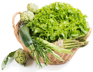 Basket with fresh vegetables