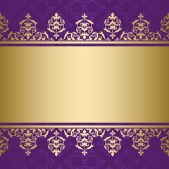 violet vector background with golden decorative ornament