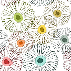 Panele Szklane  Wektor kwiaty szkicowy tło wzór