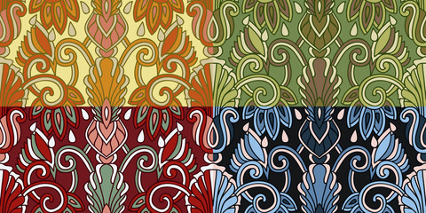 Set of four colorful seamless patterns. EPS-8.
