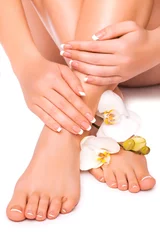Fototapeten manicure and pedicure with white orchid. isolated © Dmytro Titov