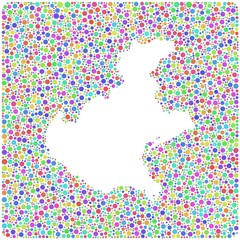 Map of Veneto - italy - in a mosaic of harlequin bubbles
