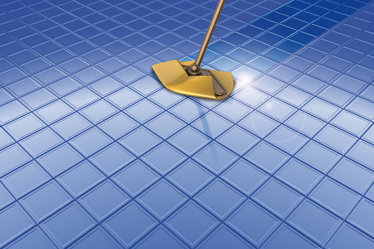 Mocio pavimento blu e riflesso