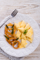 Onion ring white potato dumpling