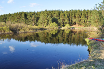River landscape Sunny spring afternoon.