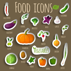 Vegetable stickers set