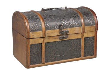 Ornamental Treasure Chest with Brass Handle and Clasp