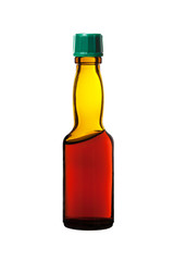 small bottle of balsam  on a white background