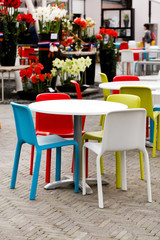 cafe with color chairs