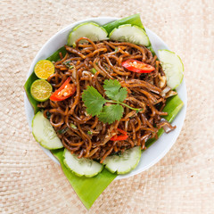 Delicious Asian spicy fried noodles