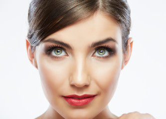 Close up portrait of beautiful young woman face.