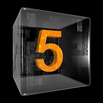 Orange five in a transparent design box