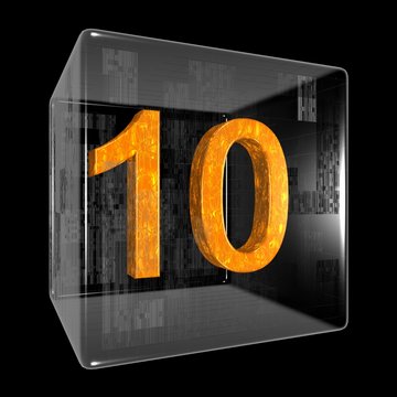 Orange ten in a transparent design box