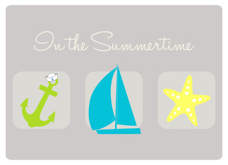in the summertime! anchor, sailing boat and starfish