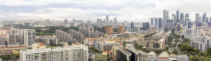 Fototapeta na wymiar Condominiums Along Singapore River Cityscape