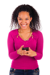Portrait Of Young Girl african Talking On phone
